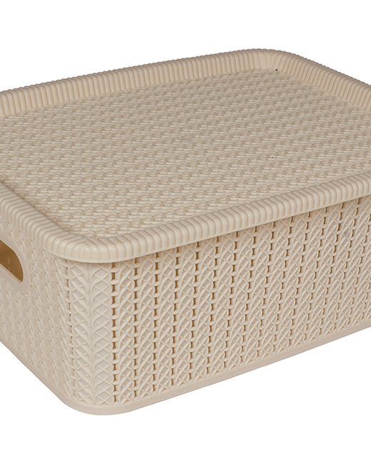 CONTAINER 12,5LTS SIMIL RATTAN CON TAPA - BEIGE (OR2406)