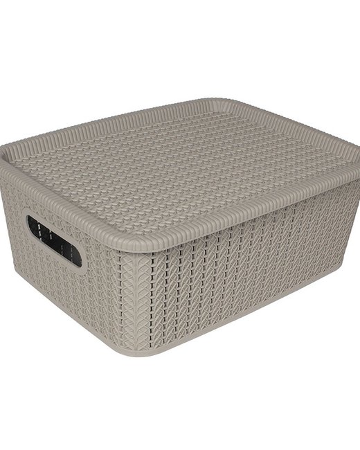 CONTAINER 12,5LTS SIMIL RATTAN C TAPA - GRIS (OR2401)