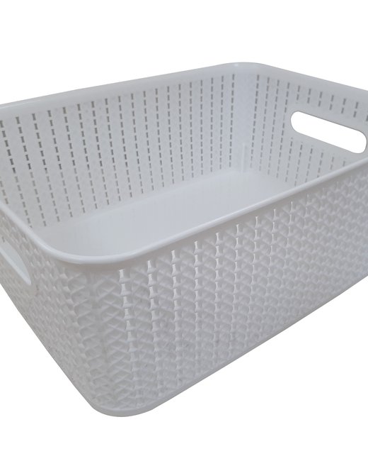 CONTAINER 12,5LTS SIMIL RATTAN SIN TAPA - BLANCO (OR2502)