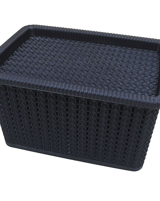 CONTAINER 5 LTS SIMIL RATTAN CON TAPA NEGRO (OR2603)