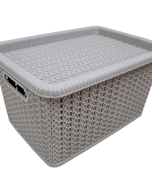 CONTAINER 5 LTS SIMIL RATTAN CON TAPA GRIS (OR2605)