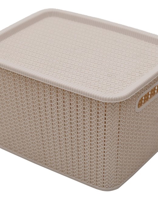 CONTAINER 20 LTS SIMIL RATTAN CON TAPA BEIGE (OR2902)