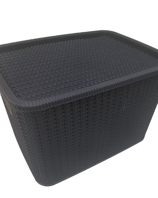 CONTAINER 20 LTS SIMIL RATTAN CON TAPA NEGRO (OR2903)