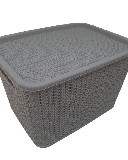 CONTAINER 20 LTS SIMIL RATTAN CON TAPA GRIS (OR2905)