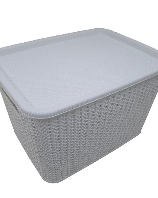 CONTAINER 20 LTS SIMIL RATTAN CON TAPA BLANCO (OR2901)